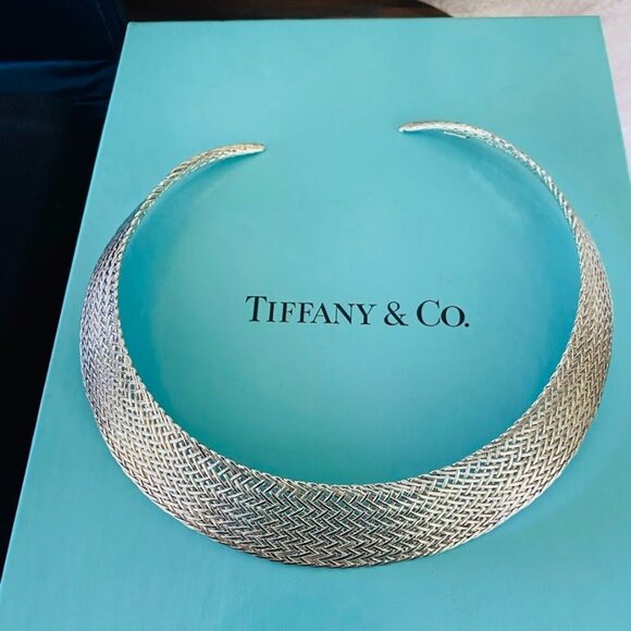 TIFFANY & CO. Rare 925 Sterling Silver Woven "Vannerie" Collar Necklace Vintage - Picture 13 of 15